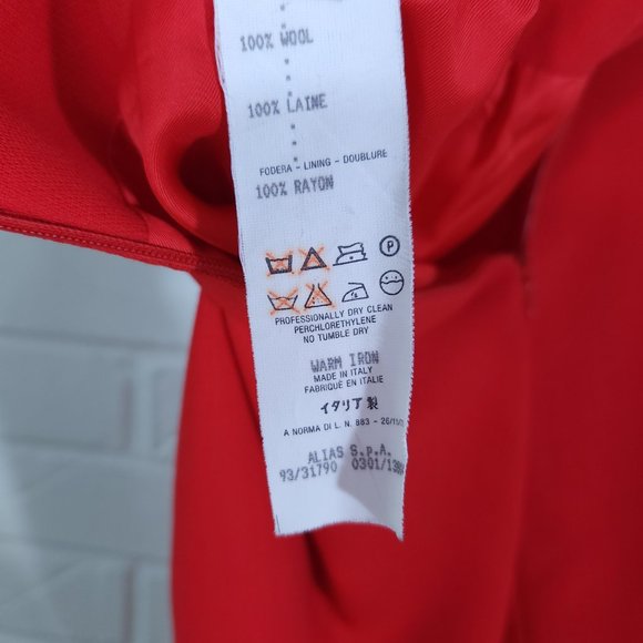 Vintage Istante Versace Bold Red Wool Skirt Suit Made in Italy Flawed 48/12 - Picture 16 of 16